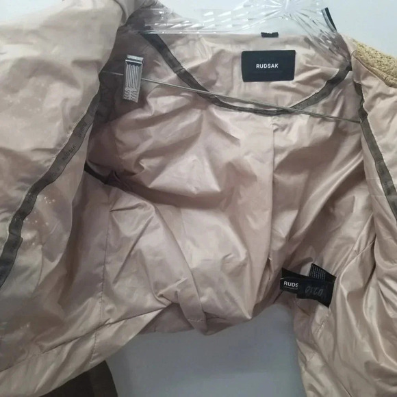 Rudsak Benedetia Straw Leather Cropped Tan  Brown Jacket S - Picture 11 of 14